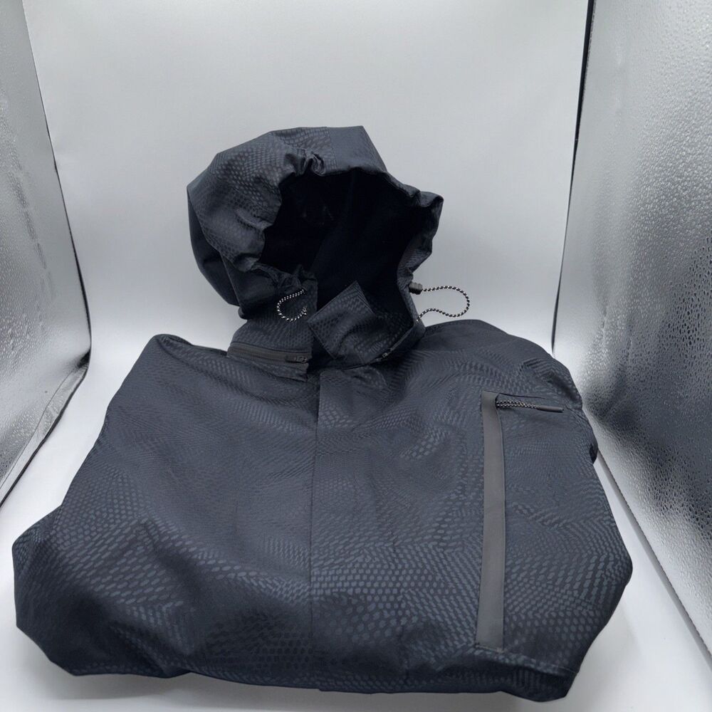 NIKE JACKET Rain Coat Blue Zip UP Hood Pockets Wind Golf WOMEN Medium Preowned